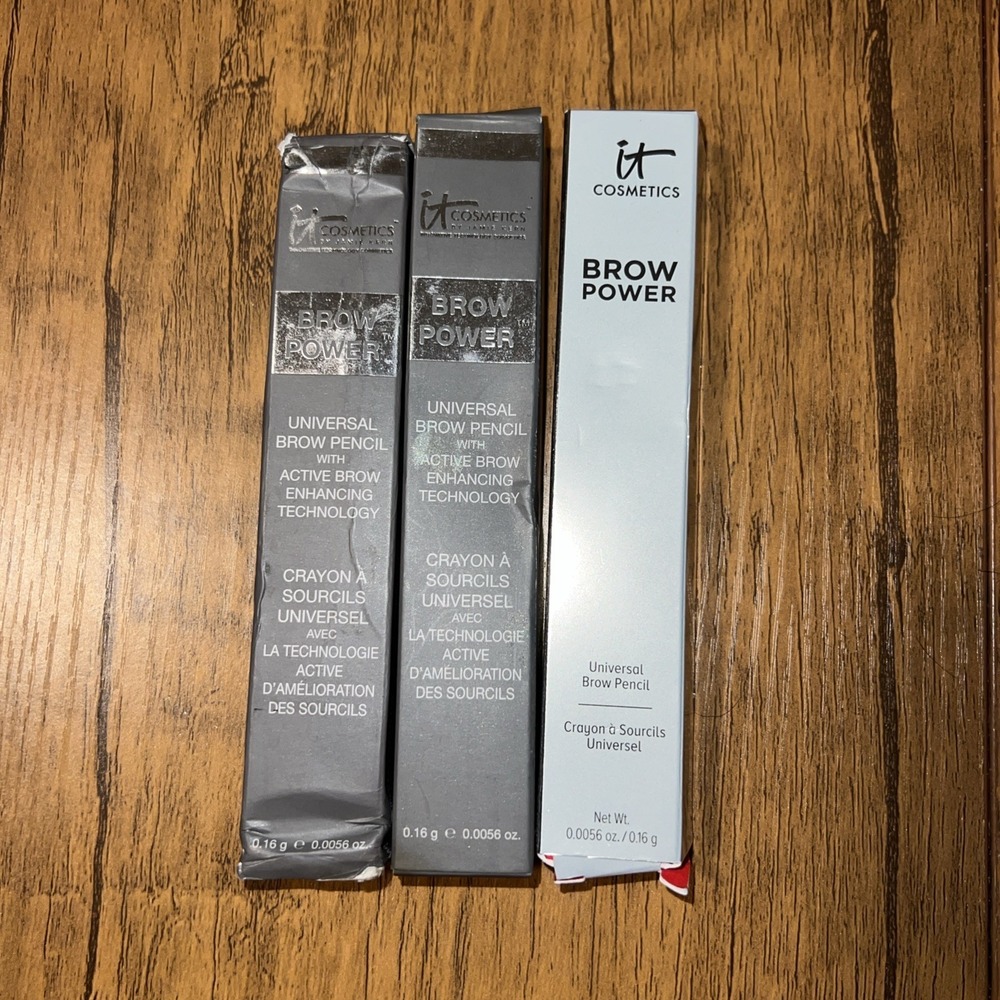 IT COSMETICS LOT OF THREE BROW POWER UNIVERSAL TAUPE PENCILS NIB 0.0056OZ